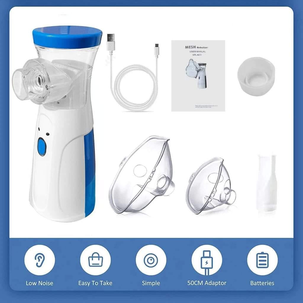 Portable Mesh Nebulizer – USB & Battery Operated Mini Inhaler with Mask for Effective Respiratory Care