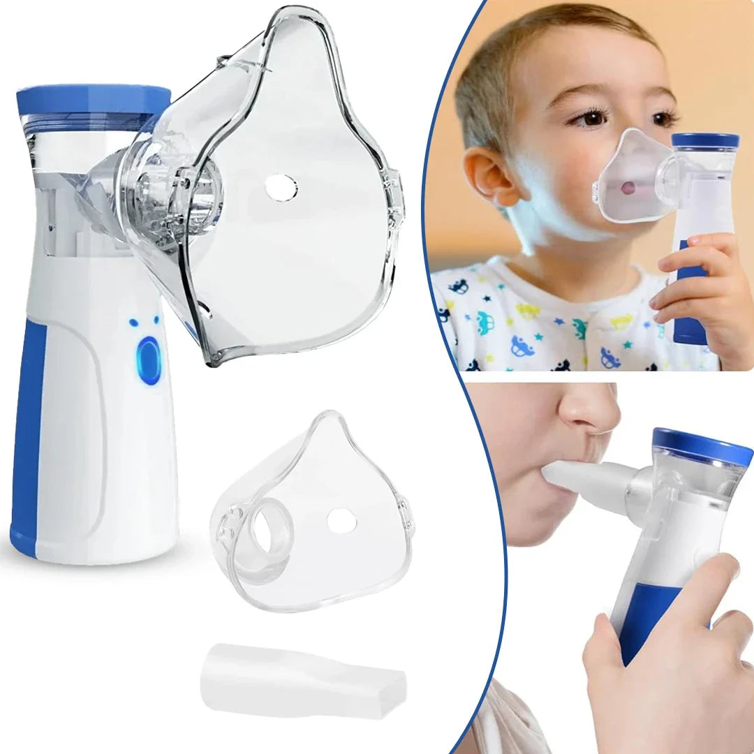 Portable Mesh Nebulizer – USB & Battery Operated Mini Inhaler with Mask for Effective Respiratory Care