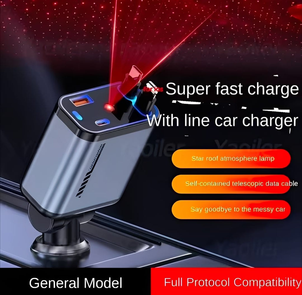 C6 4 In 1 Multi Functional Car Charger 20 Watt (With Light)
