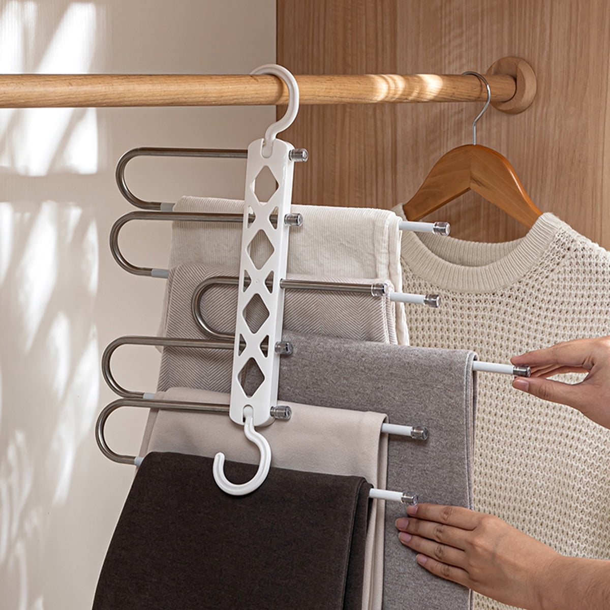 Multi-Tier Space-Saving Stainless Steel Clothes Hanger Organizer