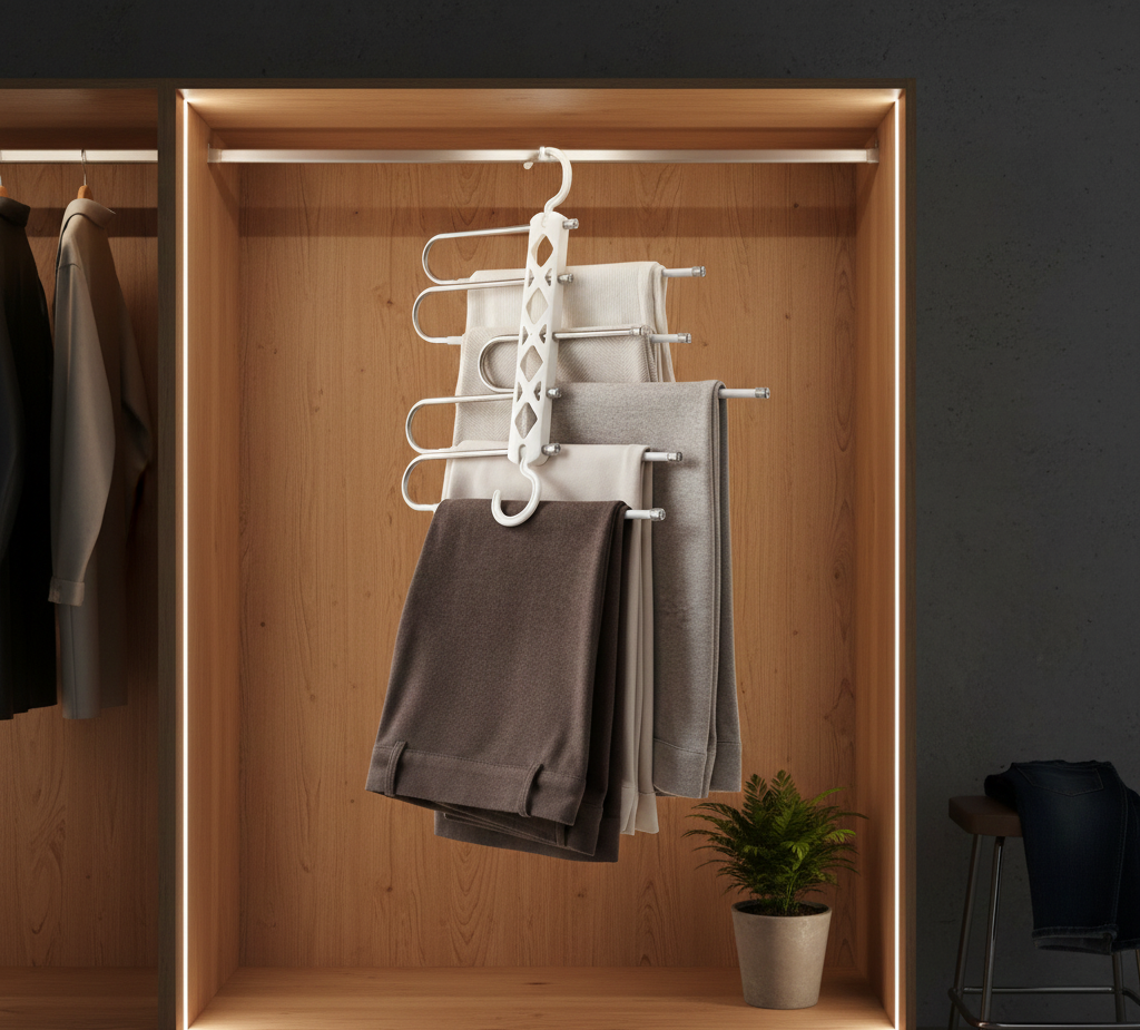 Multi-Tier Space-Saving Stainless Steel Clothes Hanger Organizer