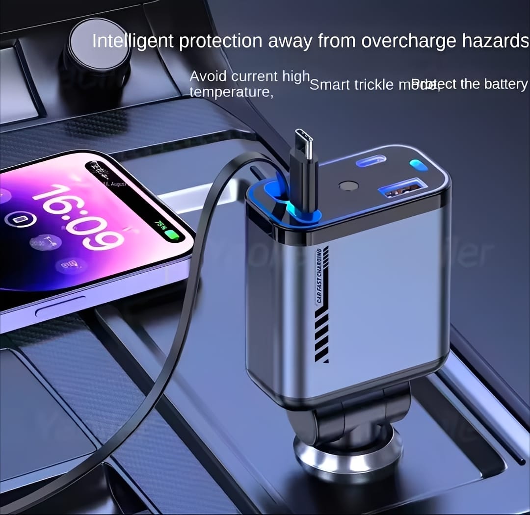 C6 4 In 1 Multi Functional Car Charger 20 Watt (With Light)