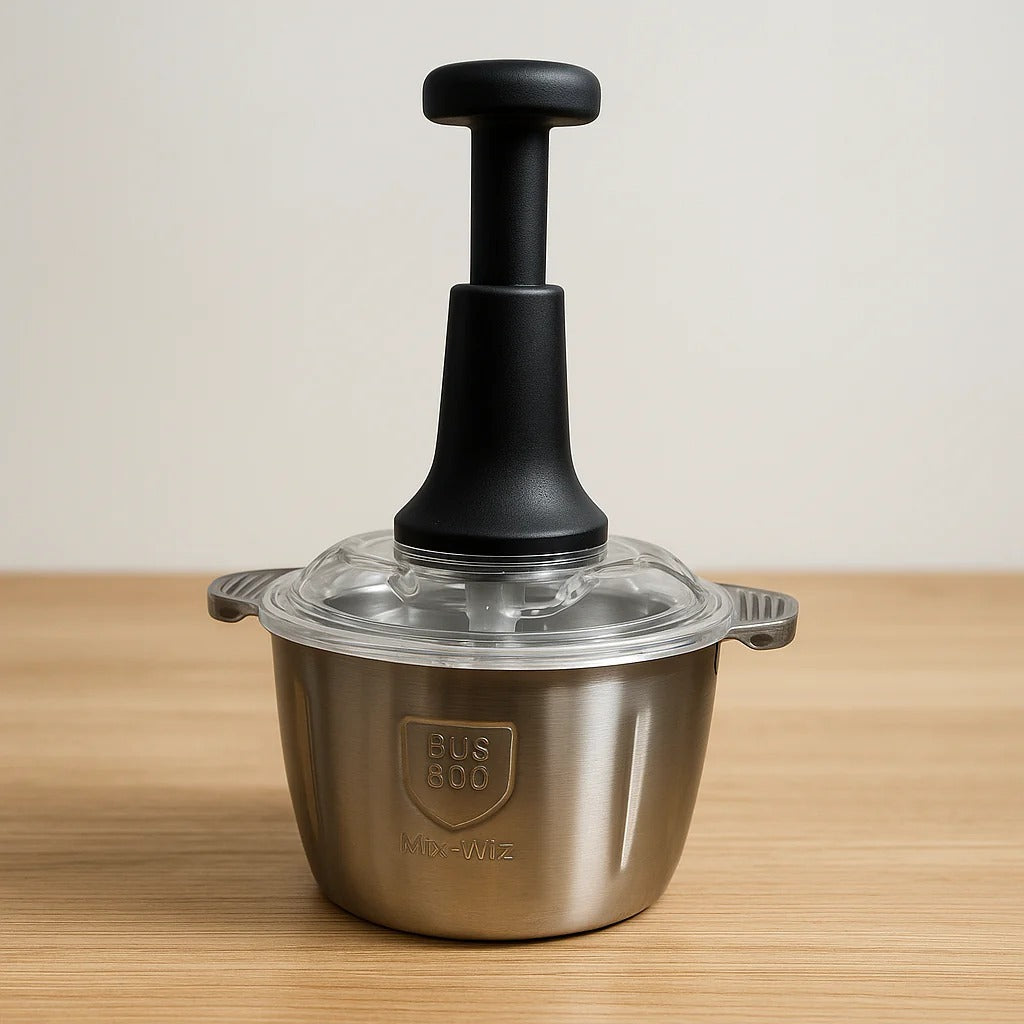 Stainless Steel Manual Food Chopper 2L – Multi Purpose Vegetable Fruit And Nut Cutter With Hand Push Blades