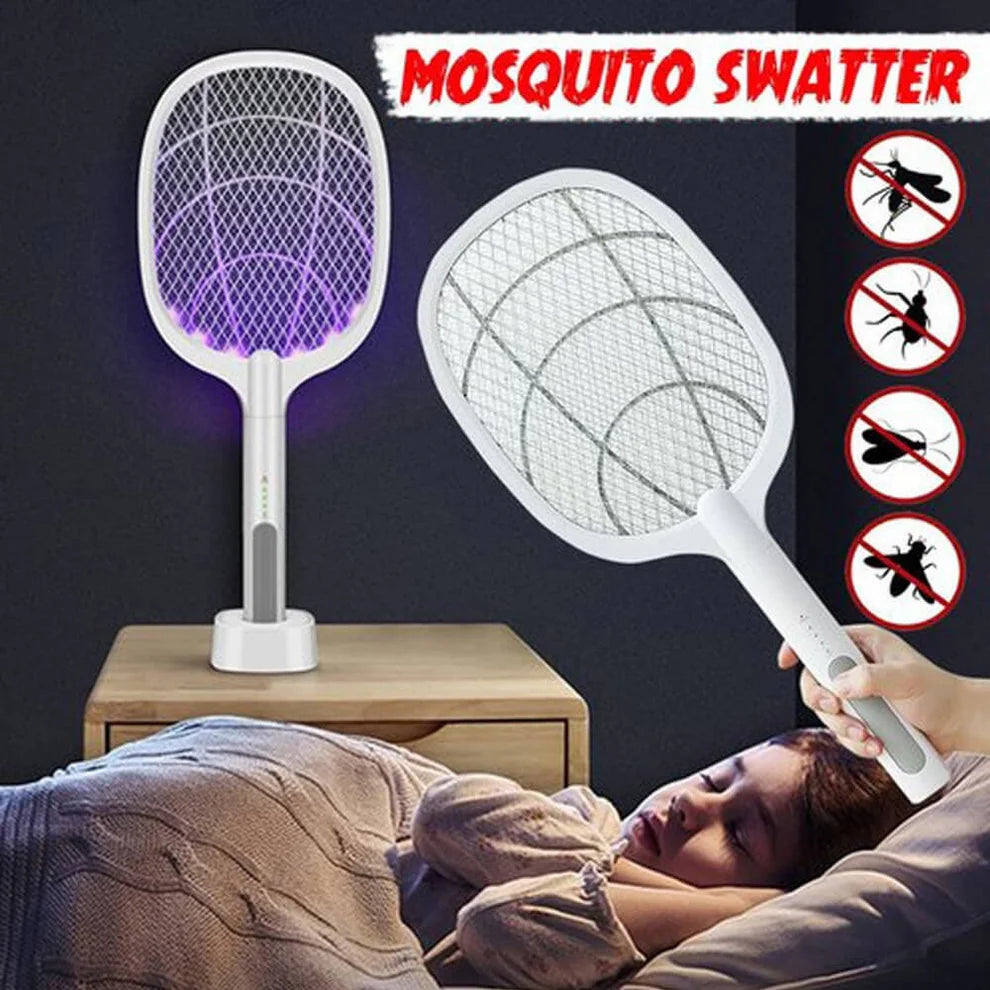 Rechargeable Electric Mosquito Killer Racket 2 In 1 LED Flash Light (Random Color)