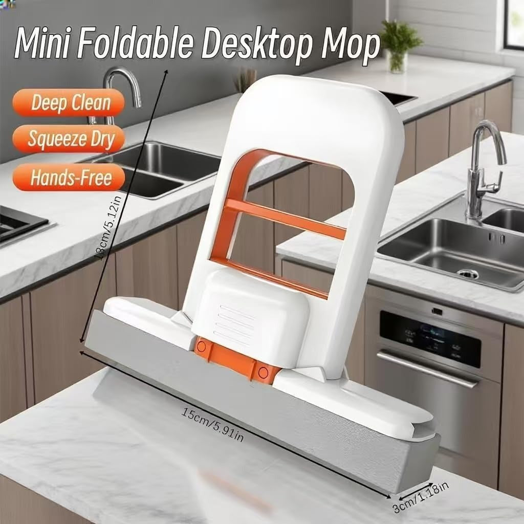 Foldable Desktop Mini Sponge Mop | Portable Wet & Dry Cleaning