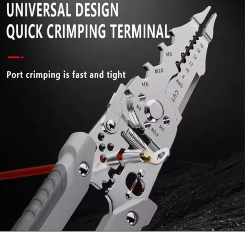 Professional 8-in-1 Multi-Functional Electrician Pliers – Heavy Duty Wire Stripper, Cutter, and Crimping Tool