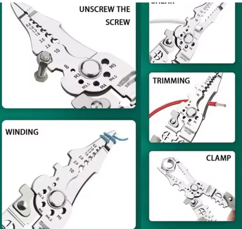 Professional 8-in-1 Multi-Functional Electrician Pliers – Heavy Duty Wire Stripper, Cutter, and Crimping Tool