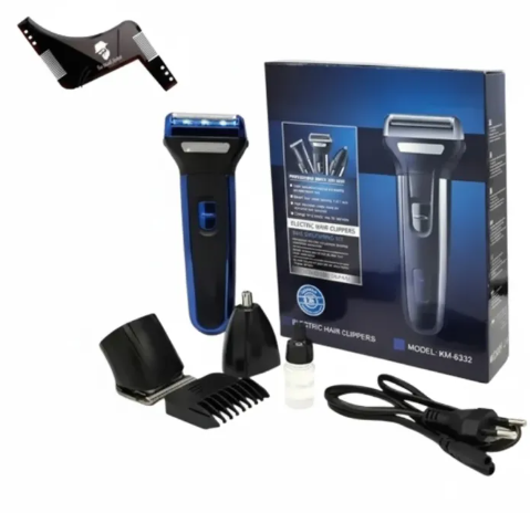 3-in-1 Rechargeable Electric Shaver & Trimmer – Beard, Hair & Nose Grooming Kit